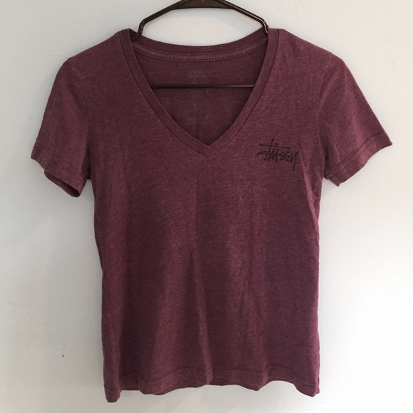 Stussy Tops - Stussy purple V-neck shirt